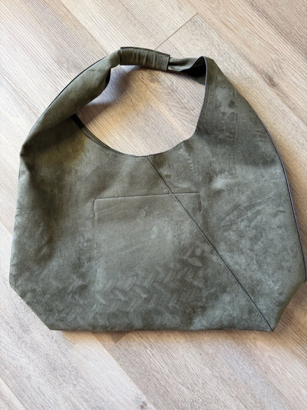 Time and Tru Olive Suede Shoulder Hobo Bag